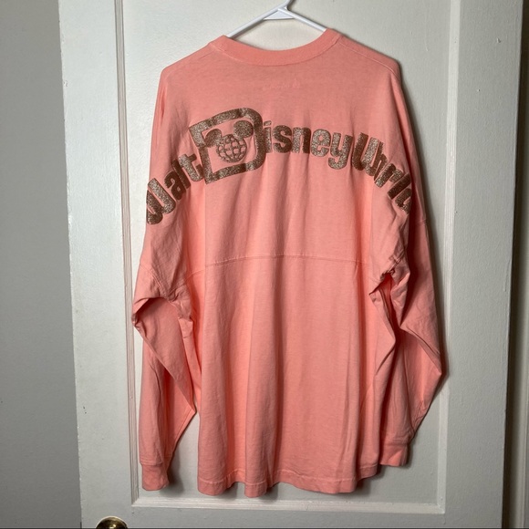 Disney parks spirit jersey coral pink gold glitter puff paint size L - Picture 7 of 11